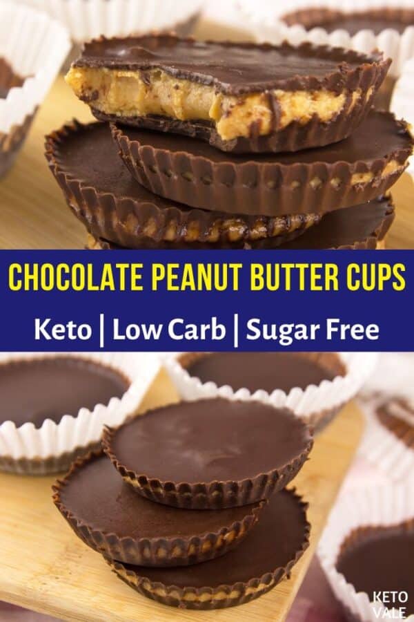 Easy Keto Chocolate Peanut Butter Cups Sugar Free Recipe | KetoVale
