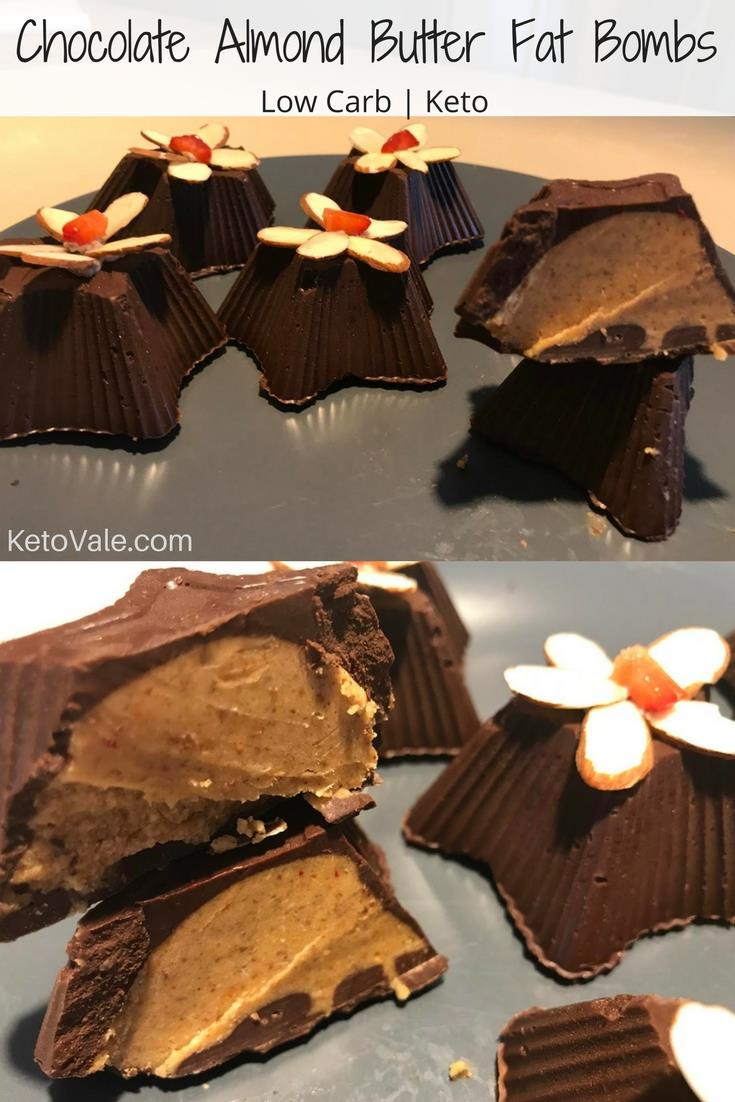 Keto Chocolate Almond Butter Fat Bombs Low Carb Recipe | Keto Vale