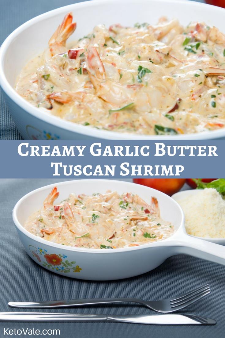 Creamy Garlic Butter Tuscan Shrimp Low Carb Recipe  Keto Vale