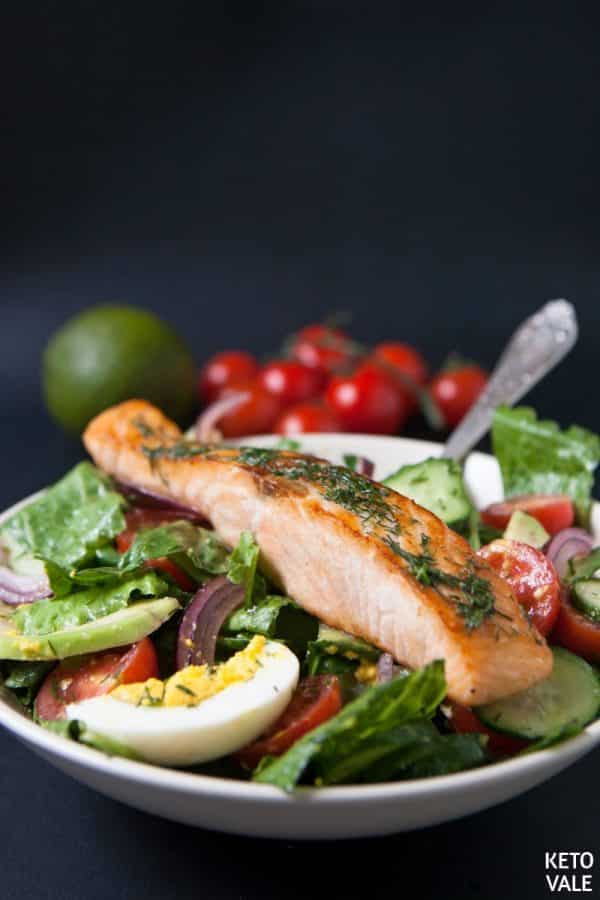 Keto Salmon Egg Avocado Salad Low Carb Recipe | KetoVale