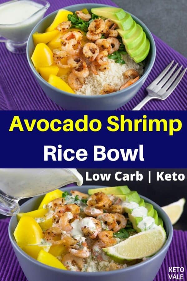 Keto Mexican Avocado Shrimp Cauliflower Rice Bowl Ketovale