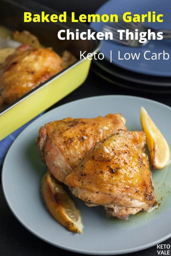 Keto Oven Baked Lemon Garlic Chicken Thighs Low Carb Recipe | KetoVale