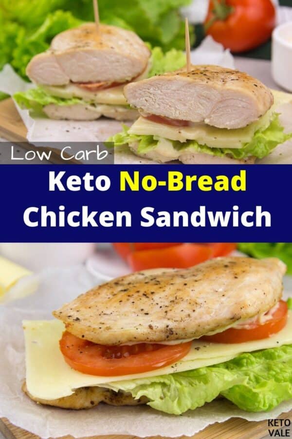 Keto No Bread Chicken Sandwich Low Carb Recipe | KetoVale