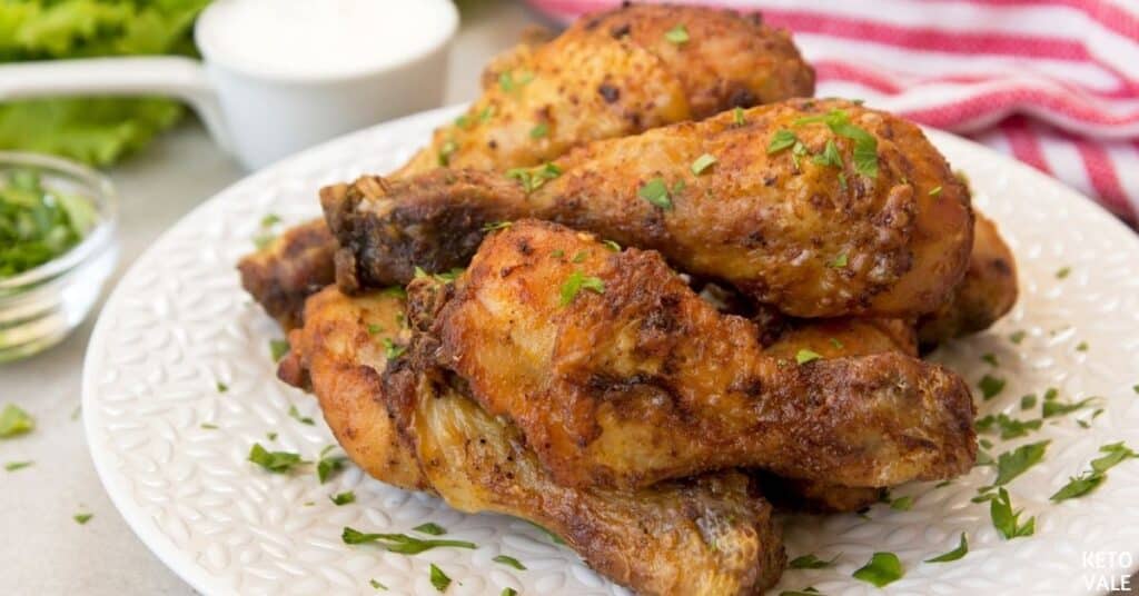 Keto Air Fryer Chicken Drumsticks No Breading Recipe | KetoVale