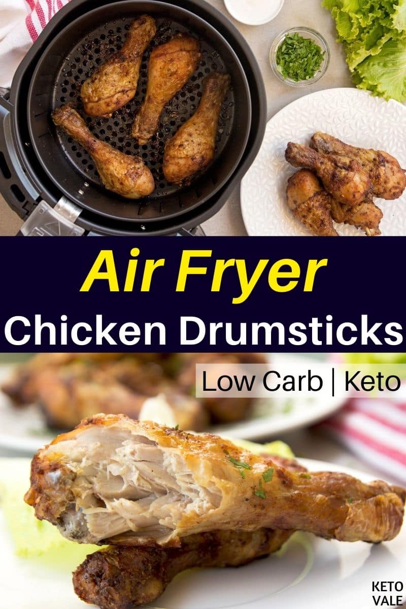 Keto Air Fryer Chicken Drumsticks No Breading Recipe | KetoVale
