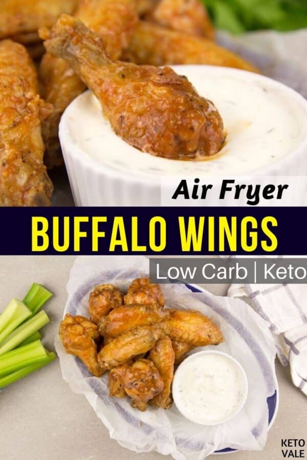 Easiest Keto Air Fryer Buffalo Wings Low Carb Recipe (1 Net Carb ...